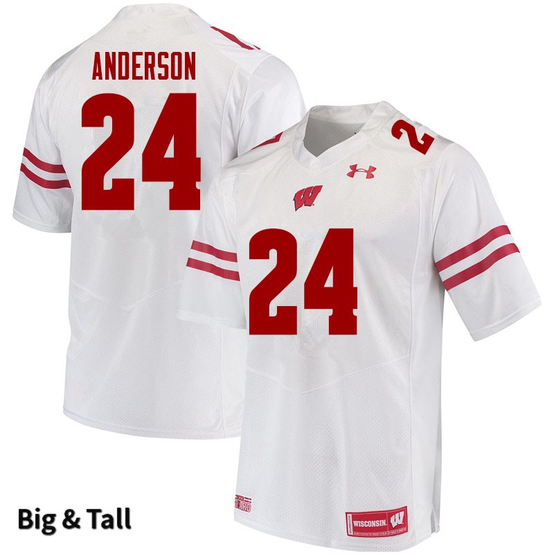 Wisconsin Badgers Men's #24 Haakon Anderson NCAA Under Armour Authentic White Big & Tall College Stitched Football Jersey IX40P63NS